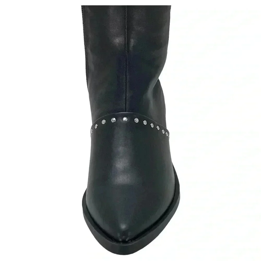 Report Zaria Black Faux Leather & Suede OTK Womens Boots Size 5M